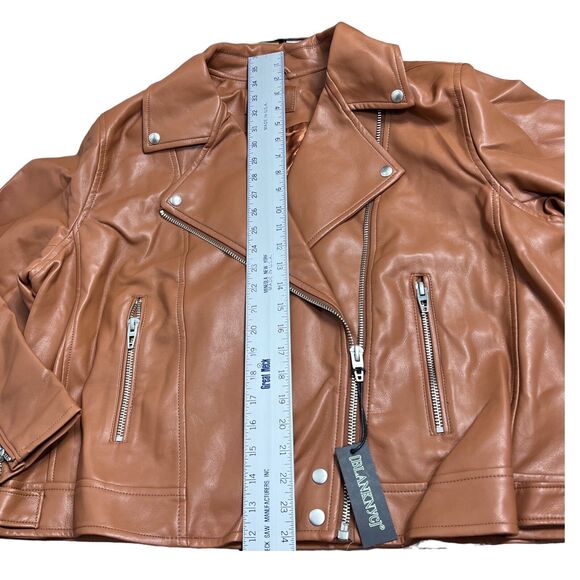 Blank NYC Moto Jacket 2X Brown Faux Leather Zip Biker Fall Transitional - Picture 3 of 12